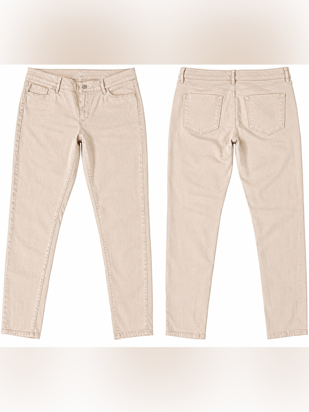 LOFT Curvy Skinny Jeans Beige Cream Size 32/14 Women’s